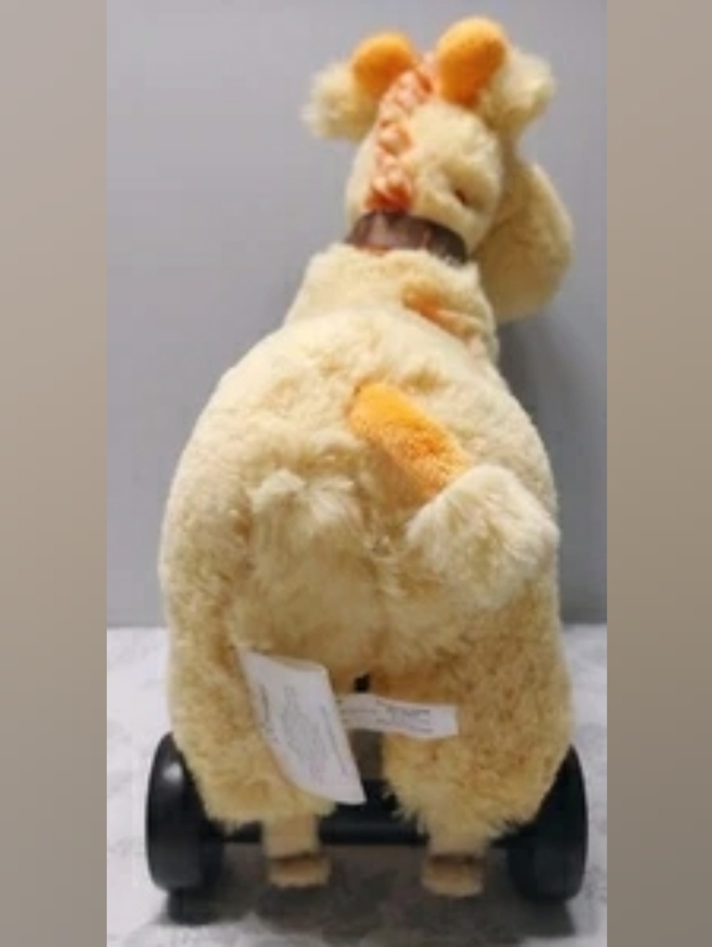 💲5⃣▶PiccoloBambinoPlush Giraffe12.5"w/removable wooden wheels Pull Toy -Vintage - Picture 4 of 5